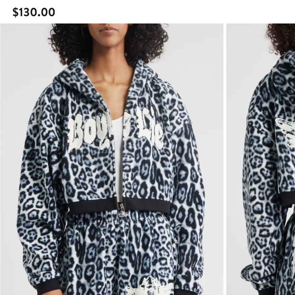 Leopard Print Hooded Jacket and pants set Boys Lie NWT